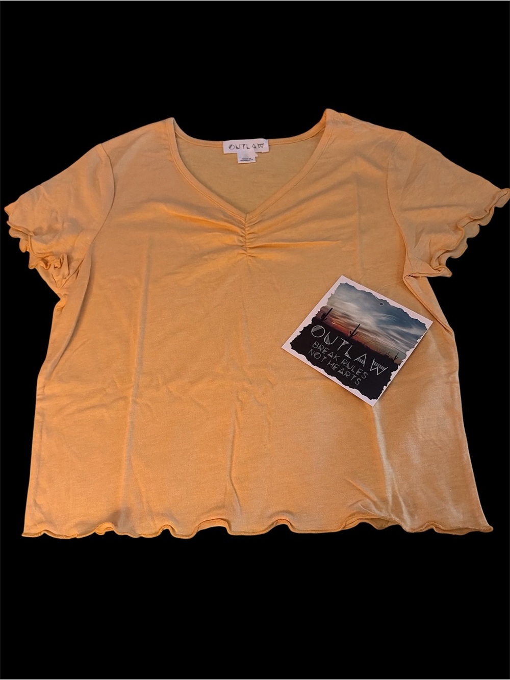 Outlaw Soft peach V-Neck Ruffle Sleeve Tee